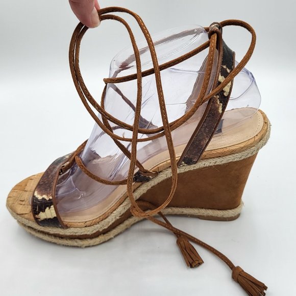 White House Black Market GINGER Wedge Ankle Wrap Strap Sandal SZ 8 - Picture 9 of 14